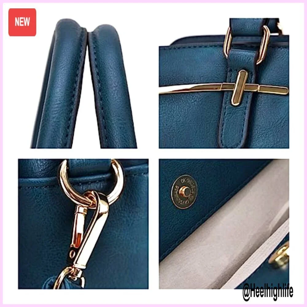 Vegan Leather Hobo Bag Set with 3 Compartments and Adjustable Strap